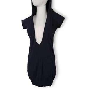 SOLD- Black Hooded Sleeveless Tunic, Women's S
